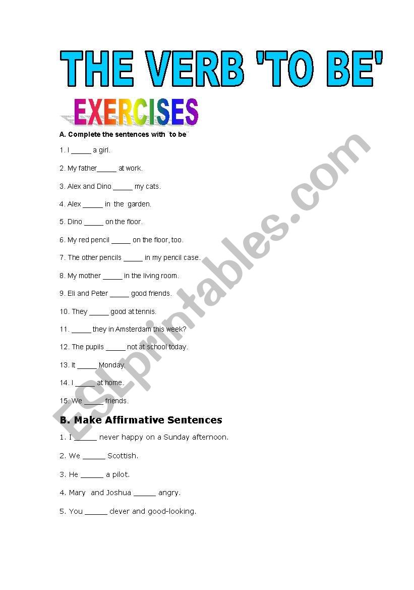 The verb to be  worksheet