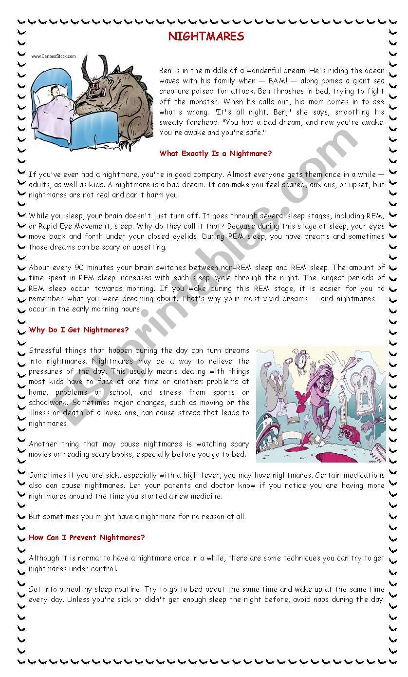 Nightmares worksheet