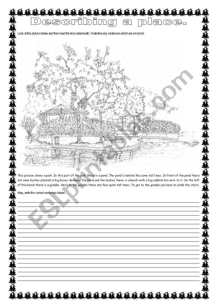 Describing a place. worksheet