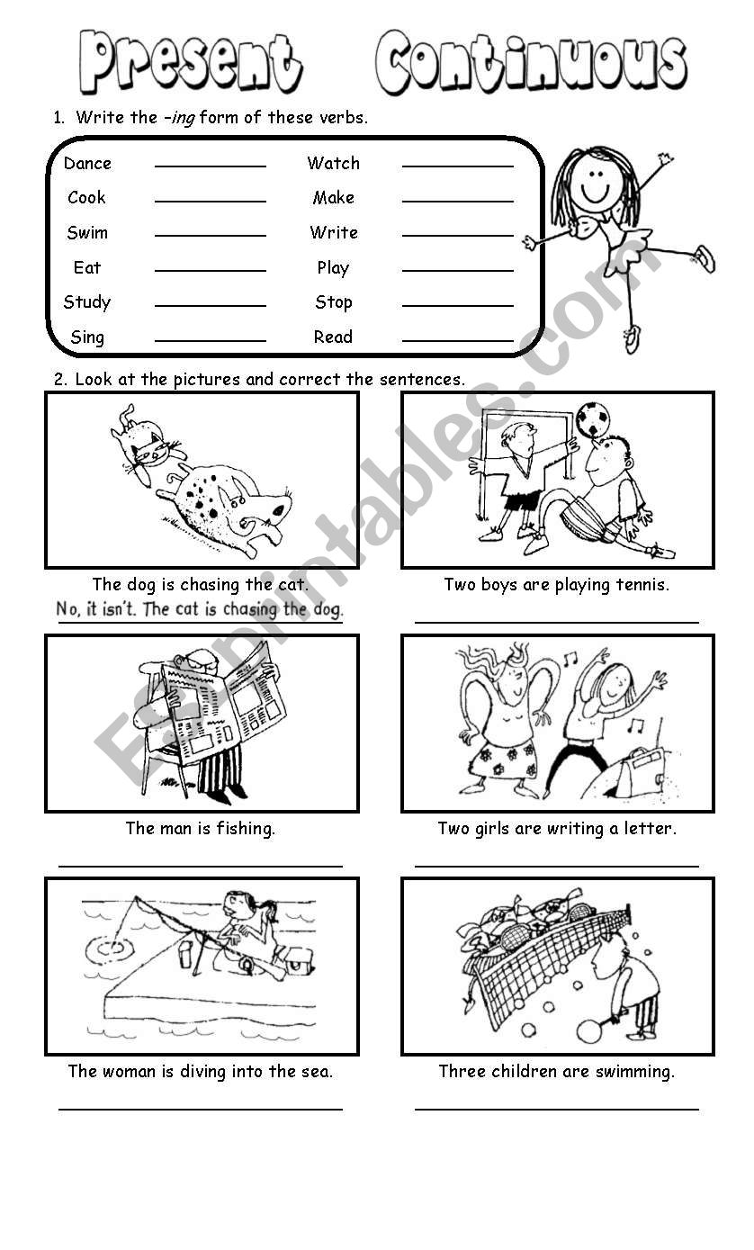 Present continuous worksheet