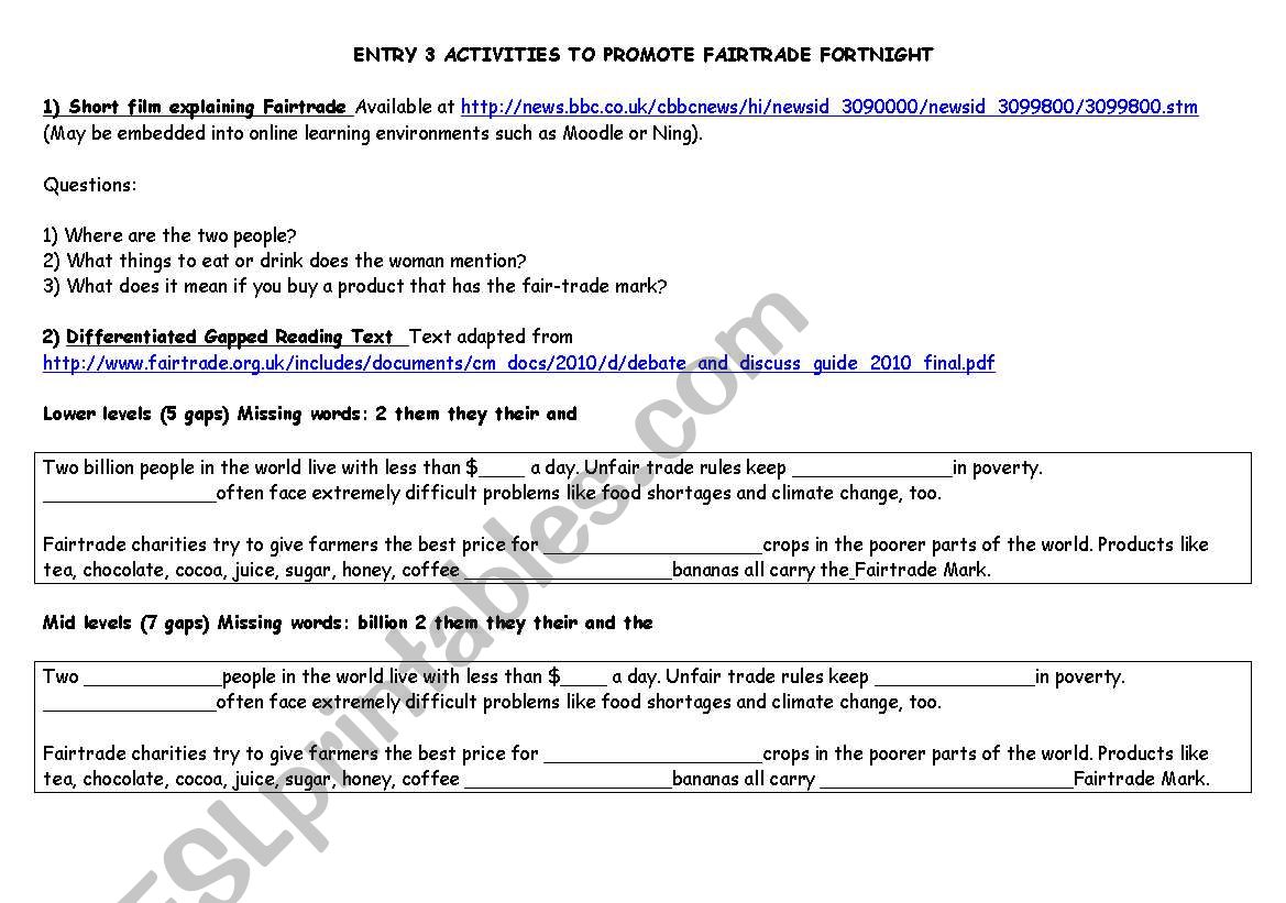 FairTrade - Entry 3 worksheet