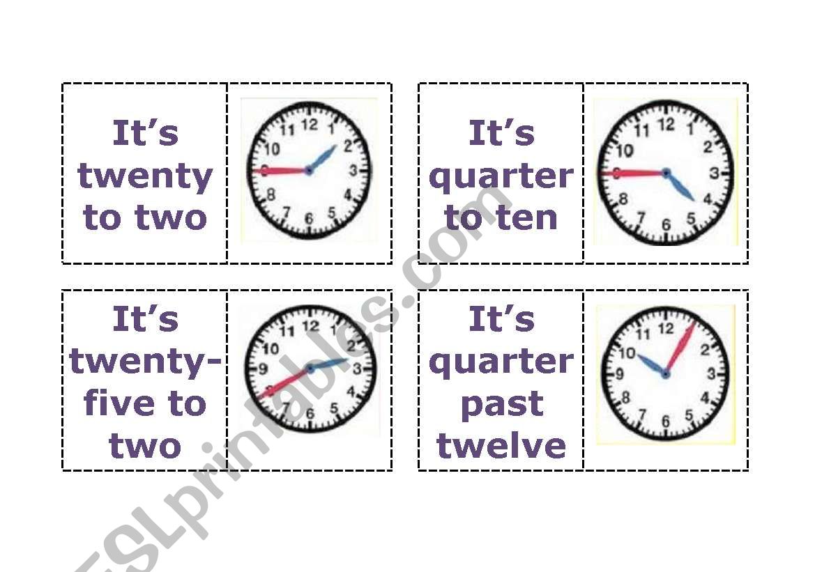 Hours domino worksheet