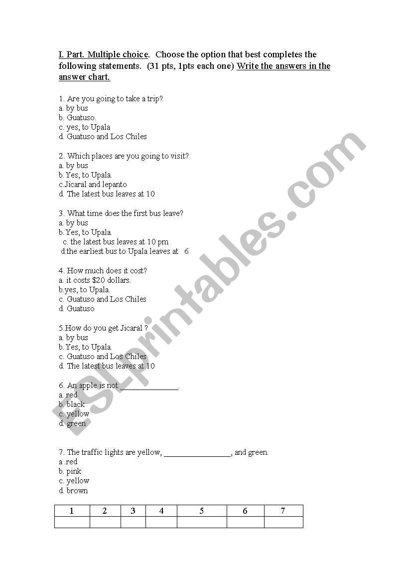 written Exam  worksheet
