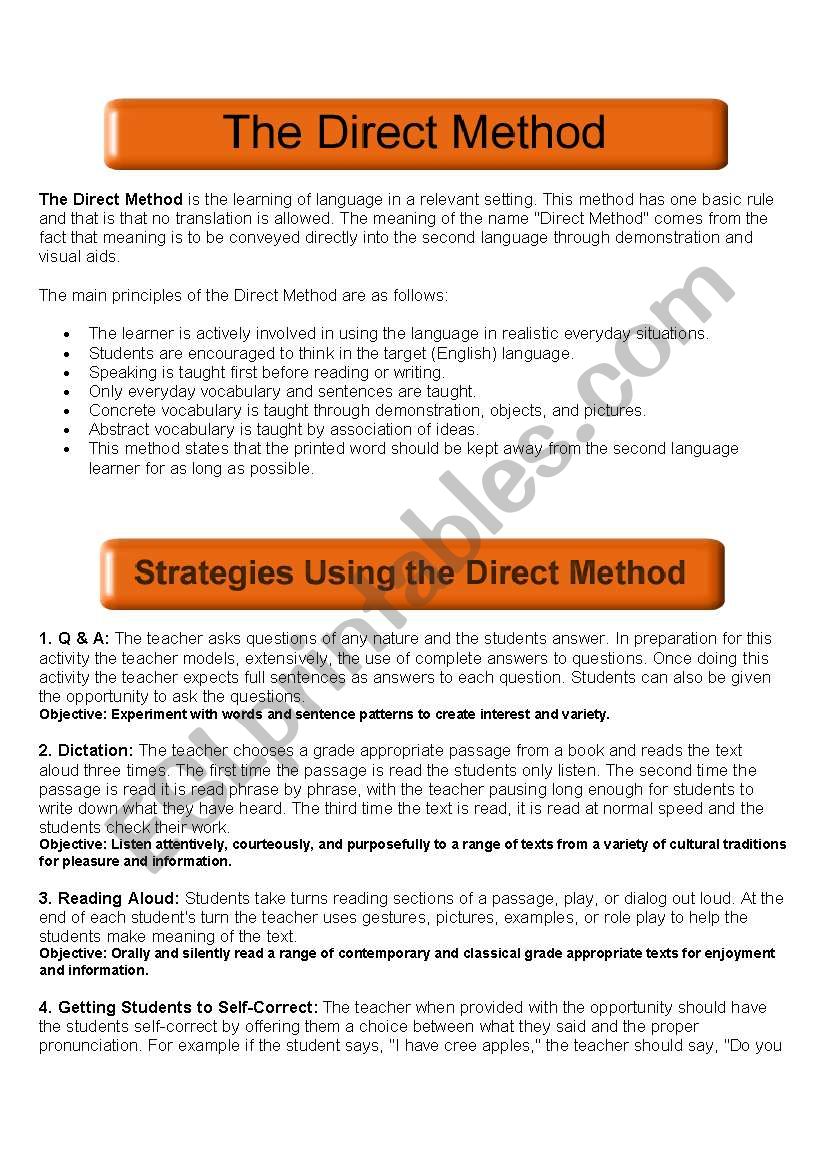 DIRECT METHOD GUIDE worksheet