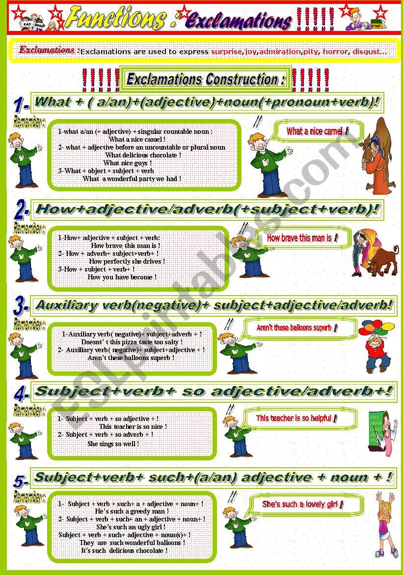 Exclamations worksheet