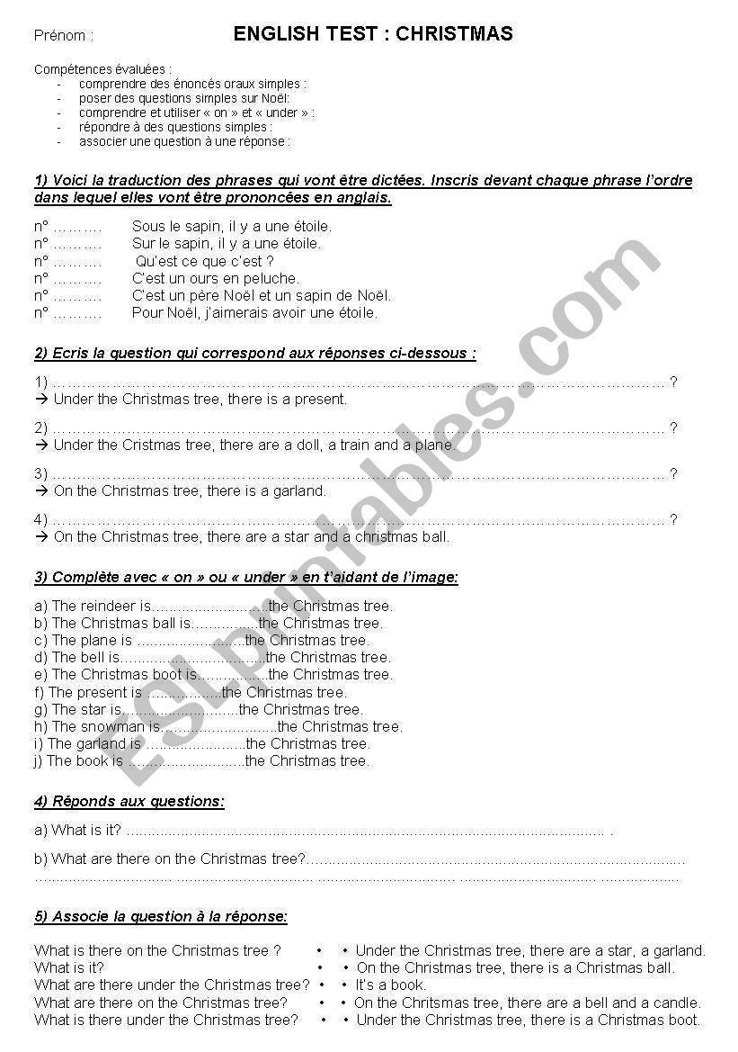 christmas worksheet