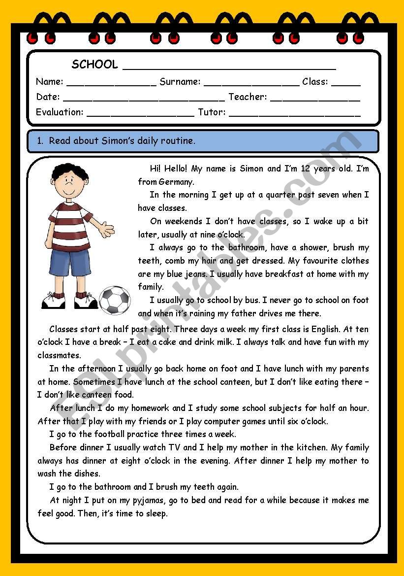 DAILY ROUTINE (5 PAGES) worksheet