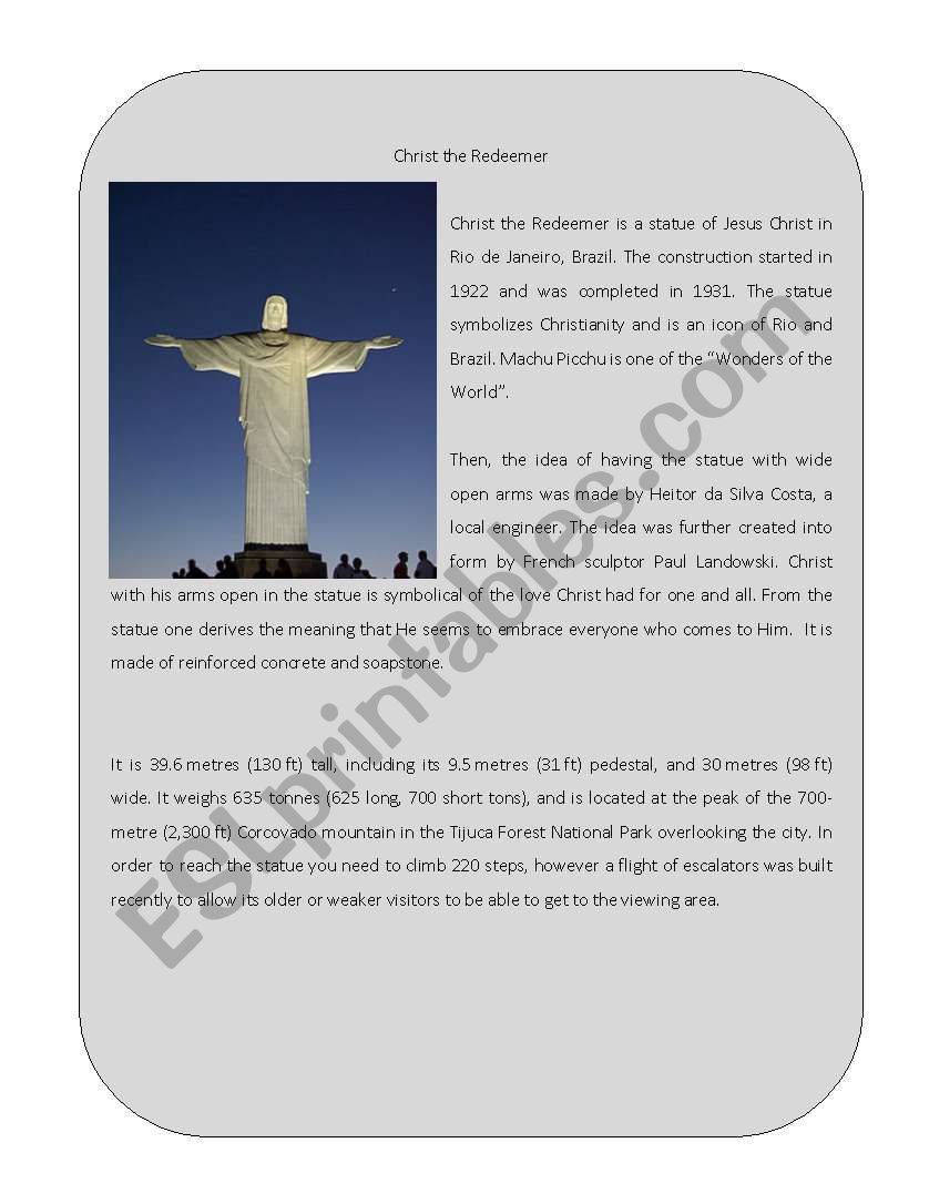 Wonder of the World 8 ( Christ The Redeemer)