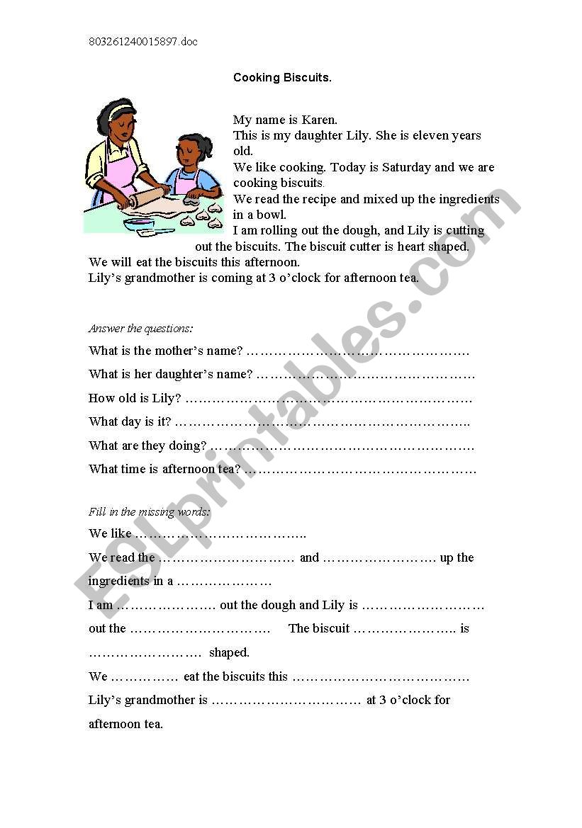 Cooking Biscuits worksheet