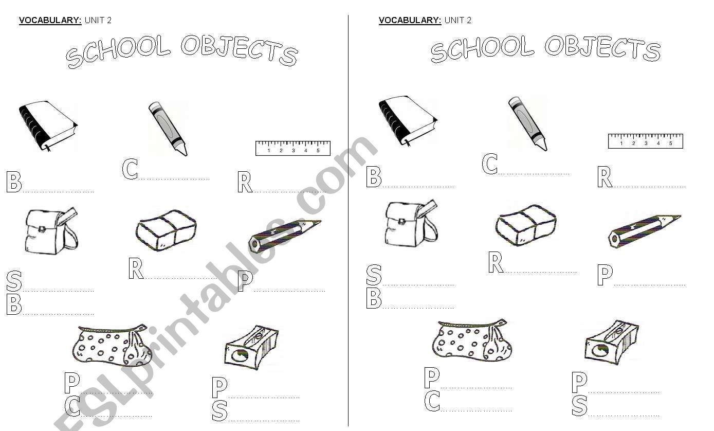 School Objects worksheet