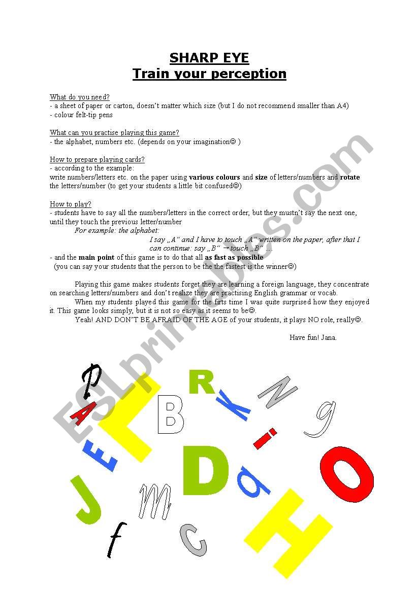 SHARP EYE worksheet