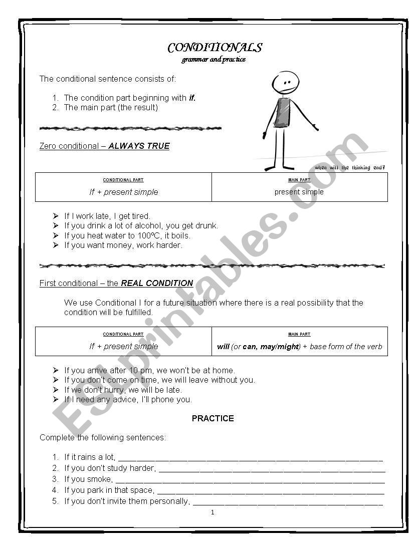 CONDITIONALS Grammar/Practice worksheet