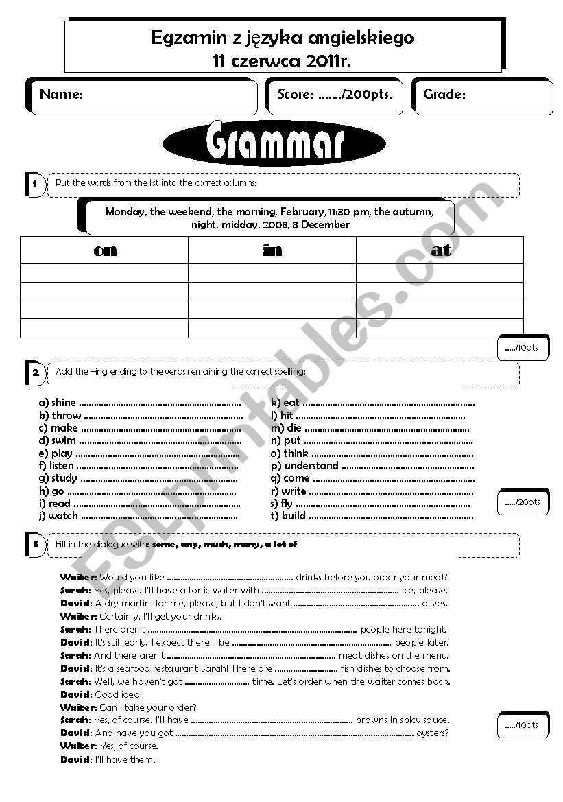 Exam for students of tourism industry*** 6 pages***3 parts- grammar, vocabulary and reading