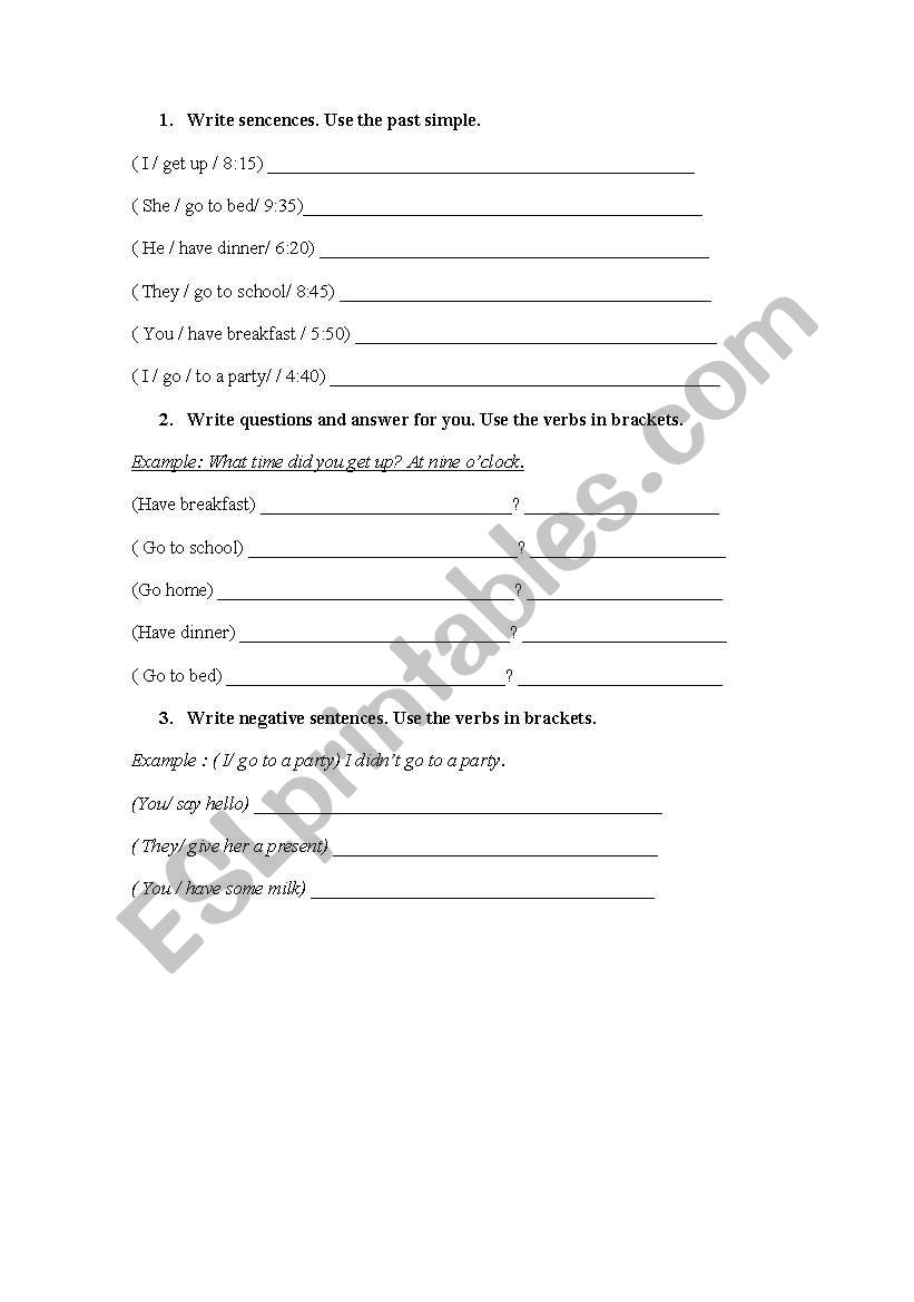 past  simple worksheet