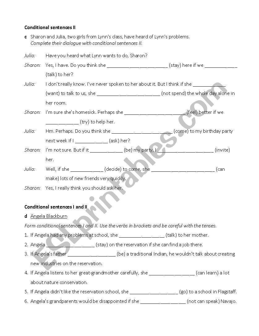 If Clauses/ Conditional worksheet