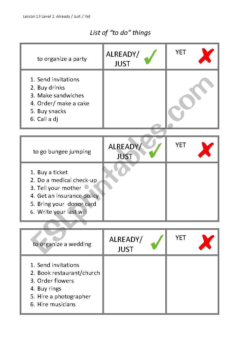 Have you ... yet? Yes, I have already/just ... / No, I haven´t ... yet. Editable cards Have you ... yet? Yes, I have already/just ... / No, I haven´t ... yet. Editable cards