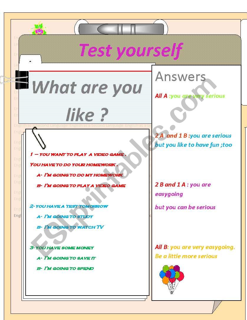 test yourself worksheet