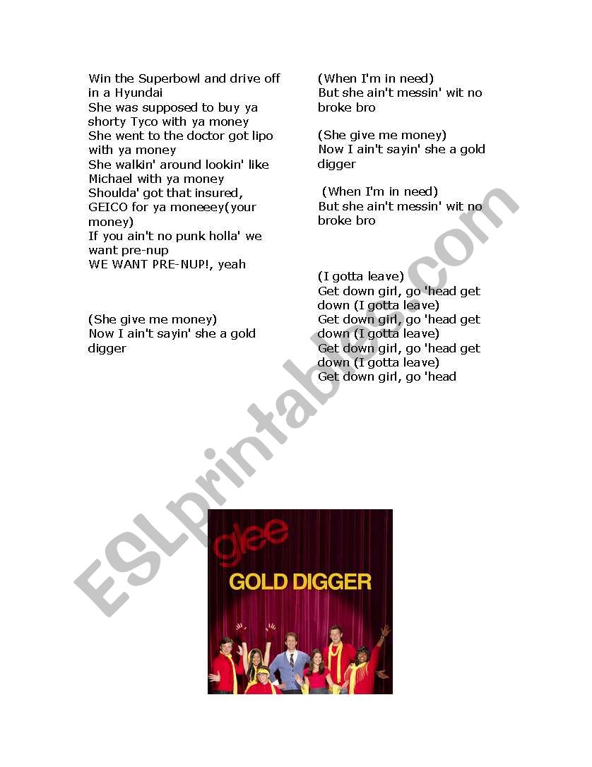 Glee-Gold Digger with lyrics 