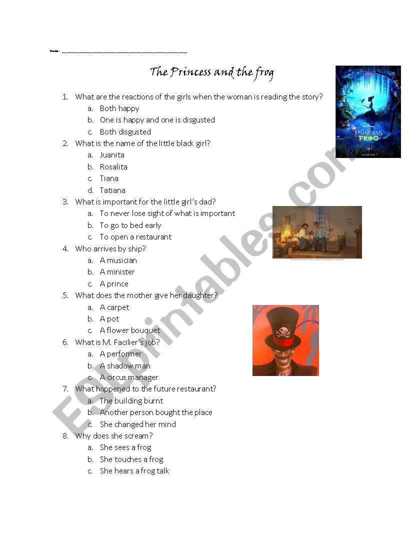 The Princess and the Frog Movie Questions