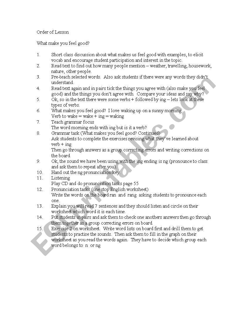 WHAT MAKES YOU FEELS GOOD worksheet