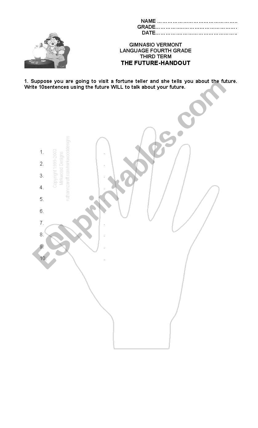 Fortune teller handout worksheet