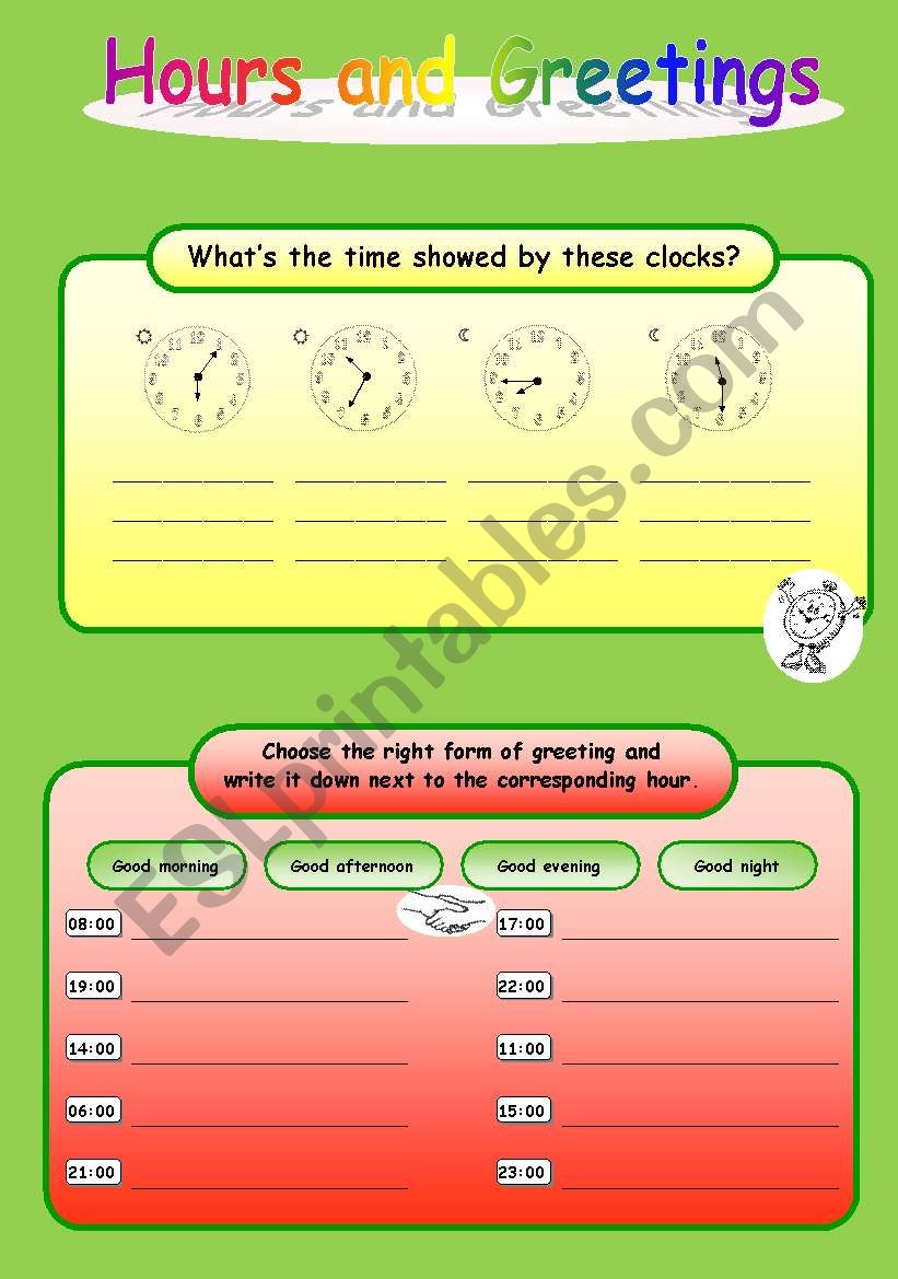 Hours and Greetings worksheet