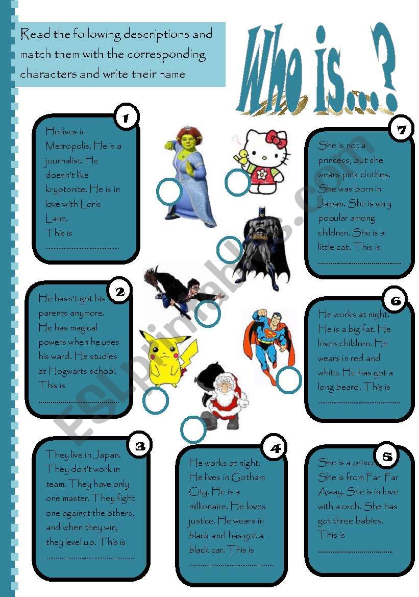 Who is? (editable) worksheet