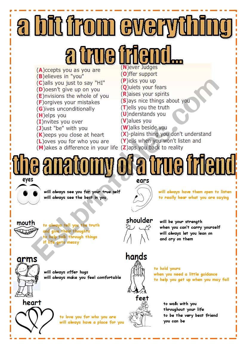 a true friend should ....... worksheet