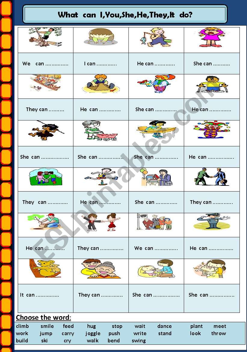 Actions with Pronouns worksheet