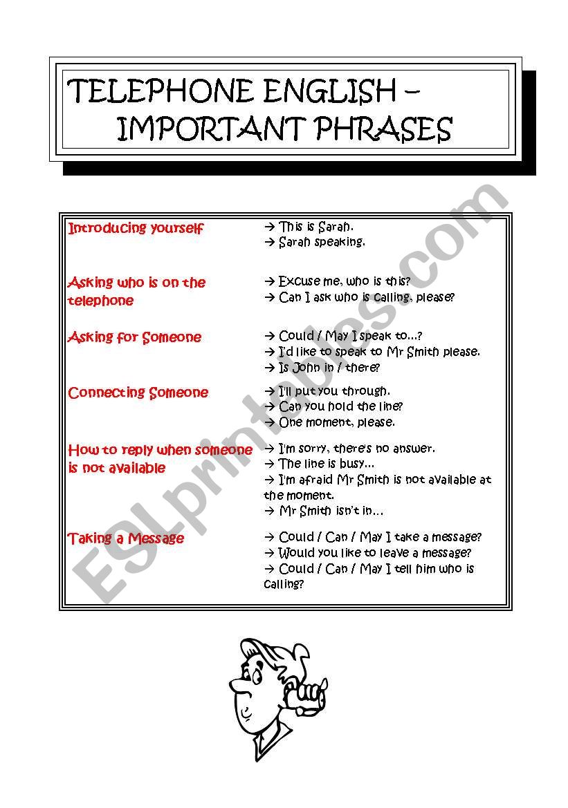 TELEPHONE ENGLISH worksheet