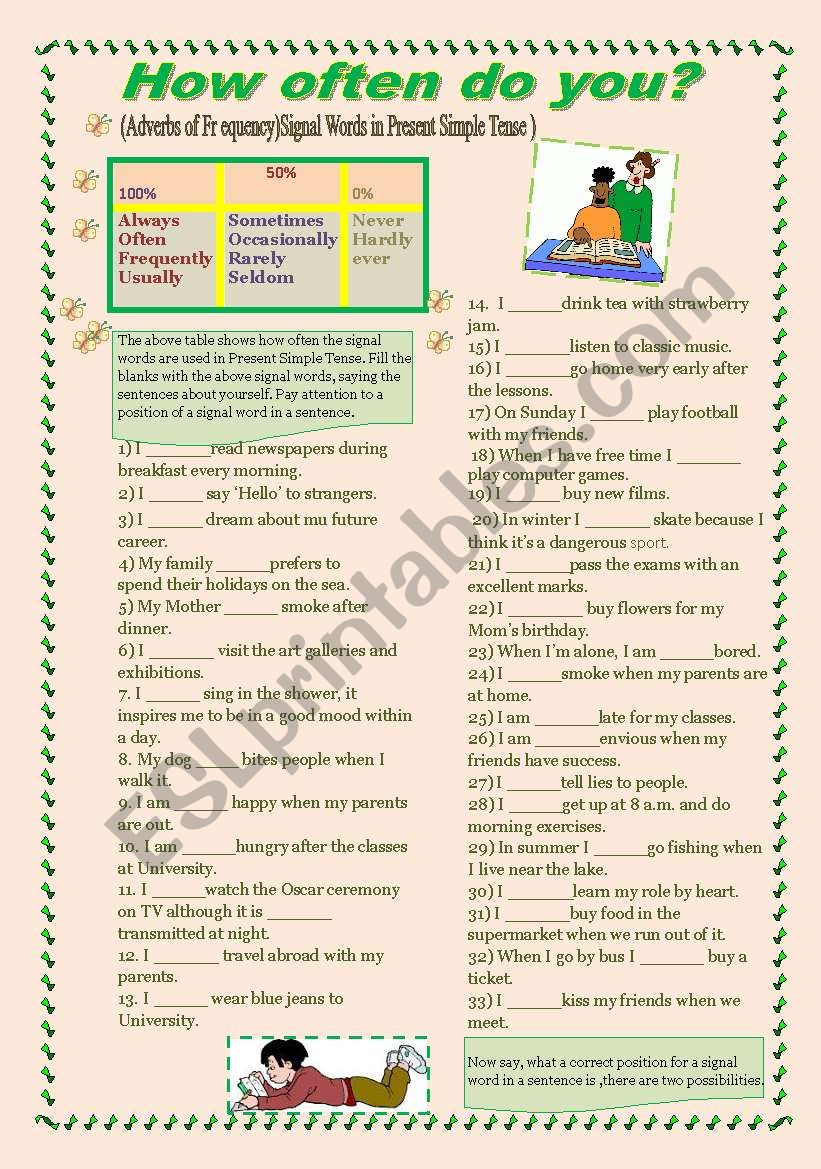 How often do you? worksheet