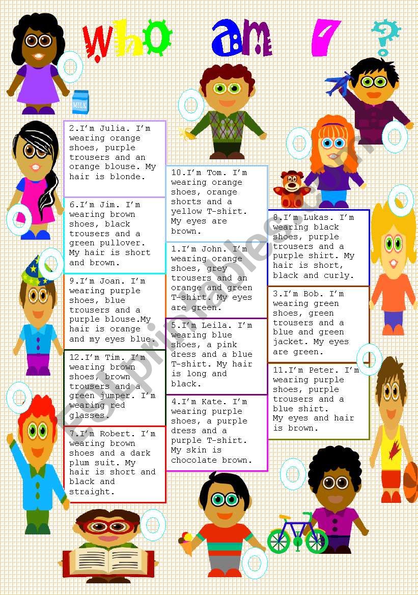 who am I? worksheet