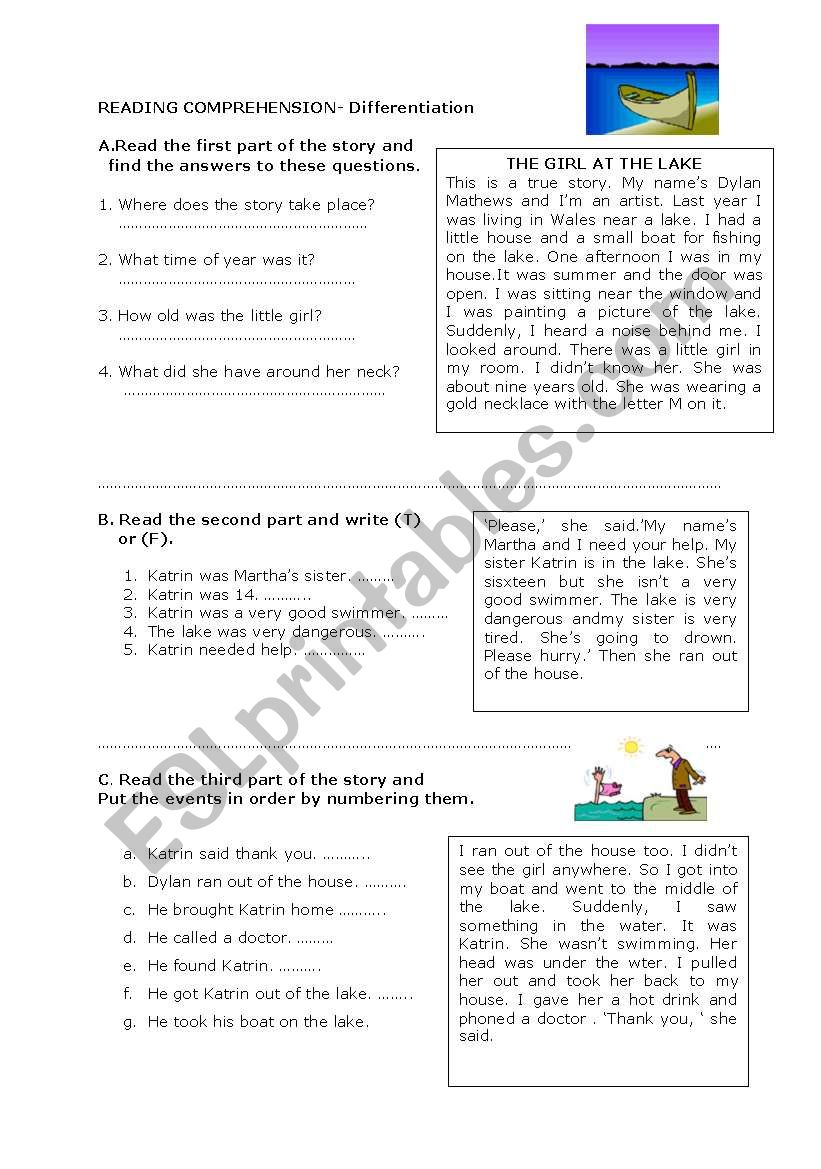 reading comprehension- differentiation