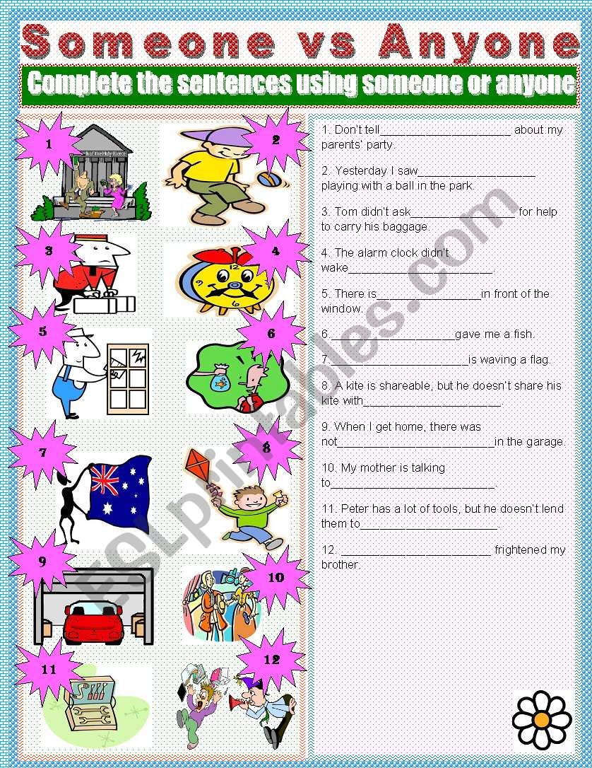Someone Vs Anyone ESL Worksheet By La Mente Maestra