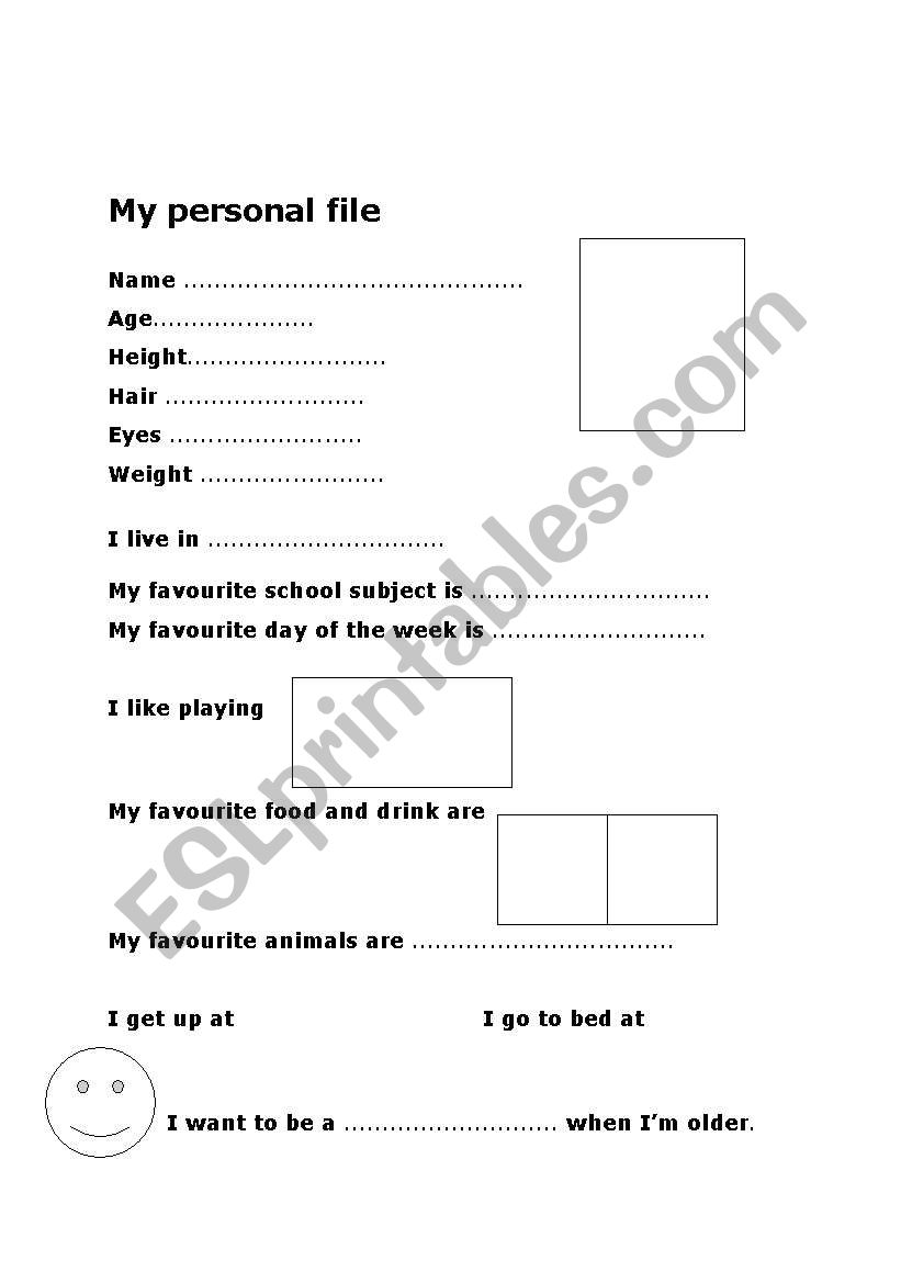 my personal profile worksheet