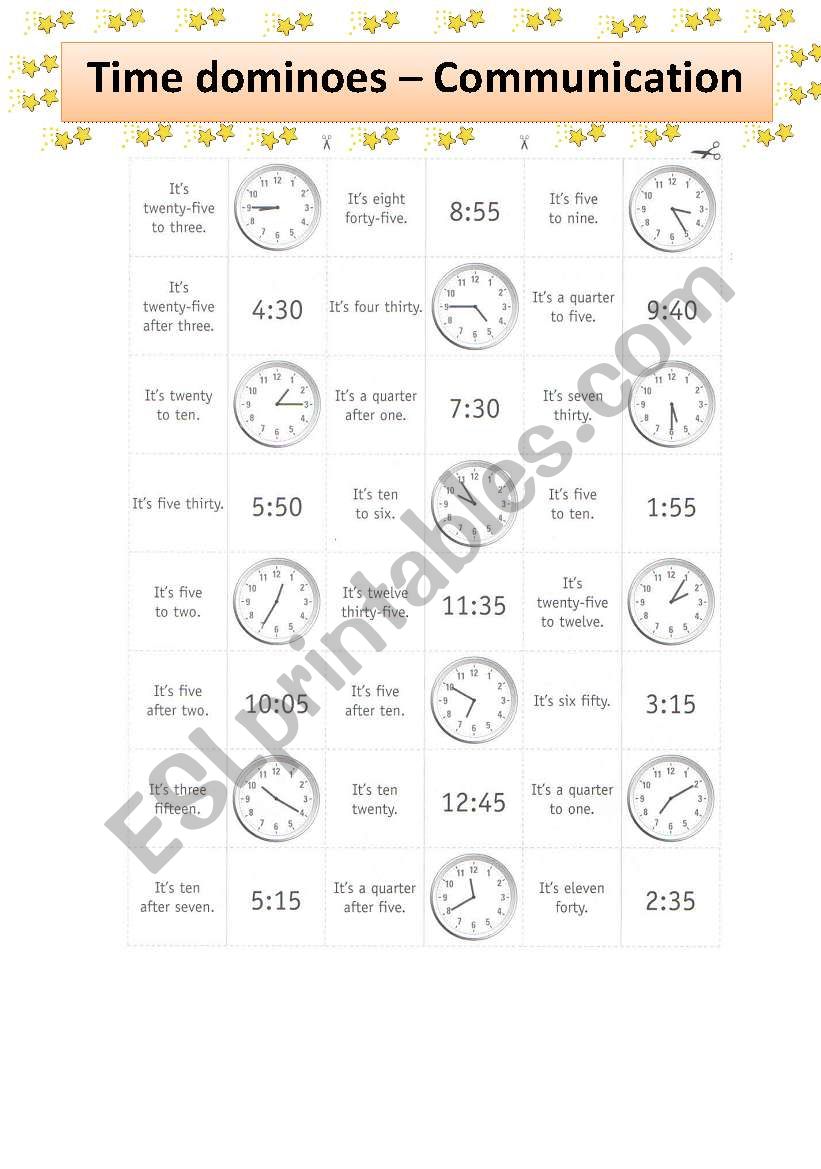 TIME DOMINOES worksheet