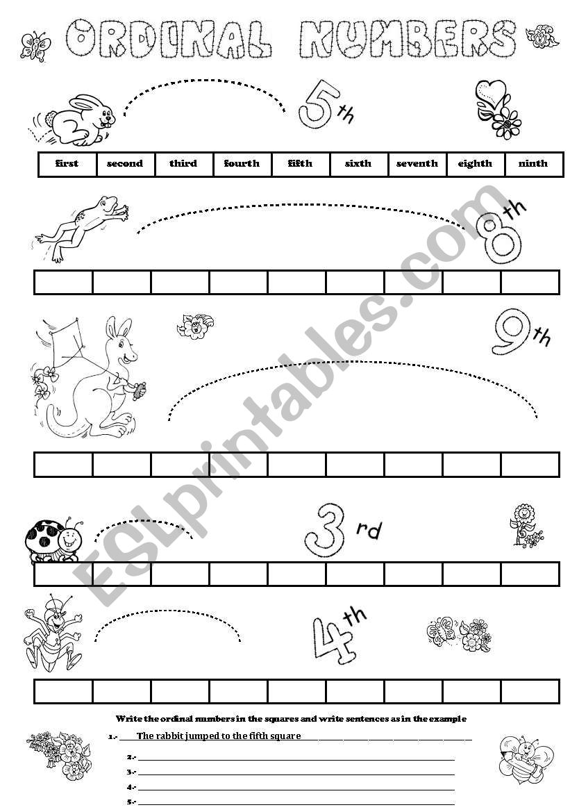 ordinal numbers worksheet