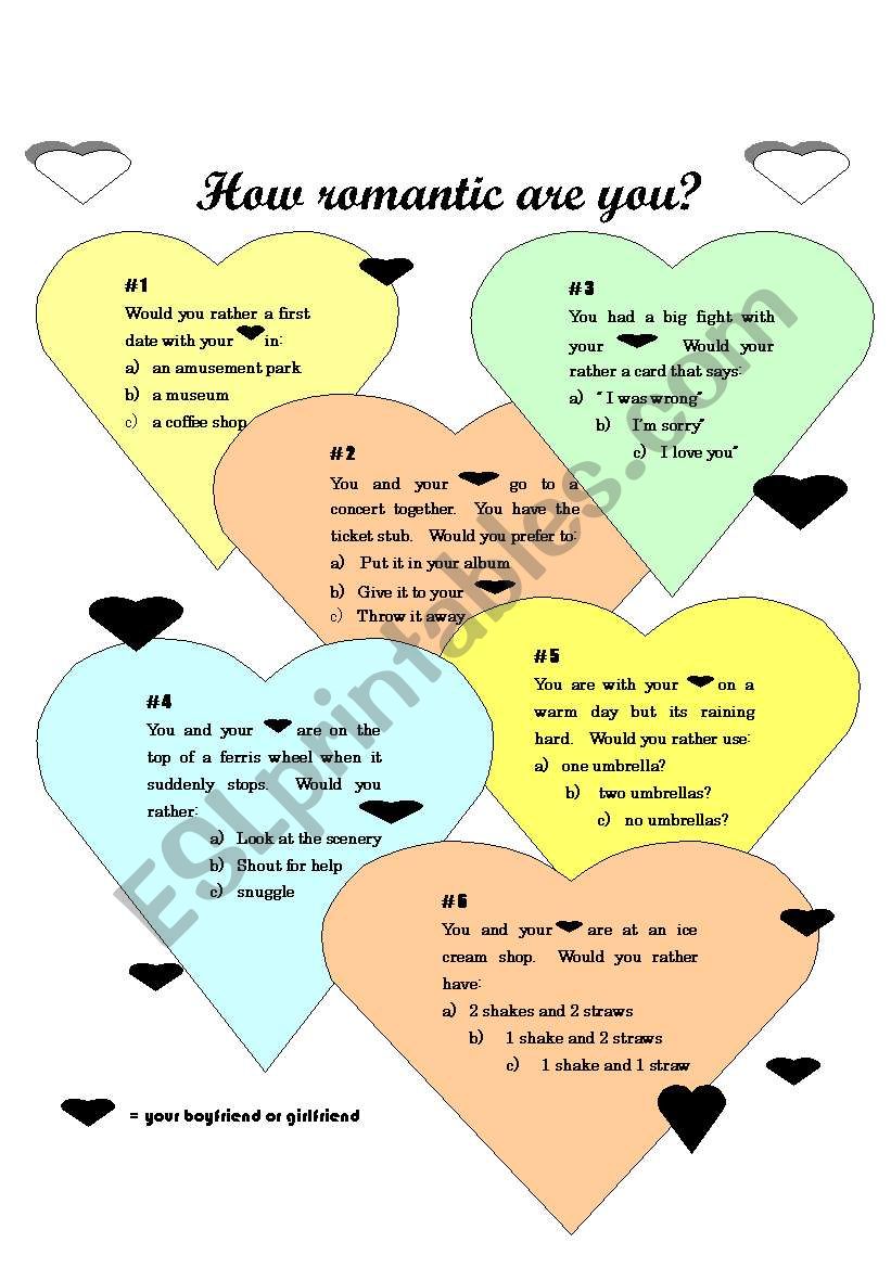 How Romantic are you? worksheet