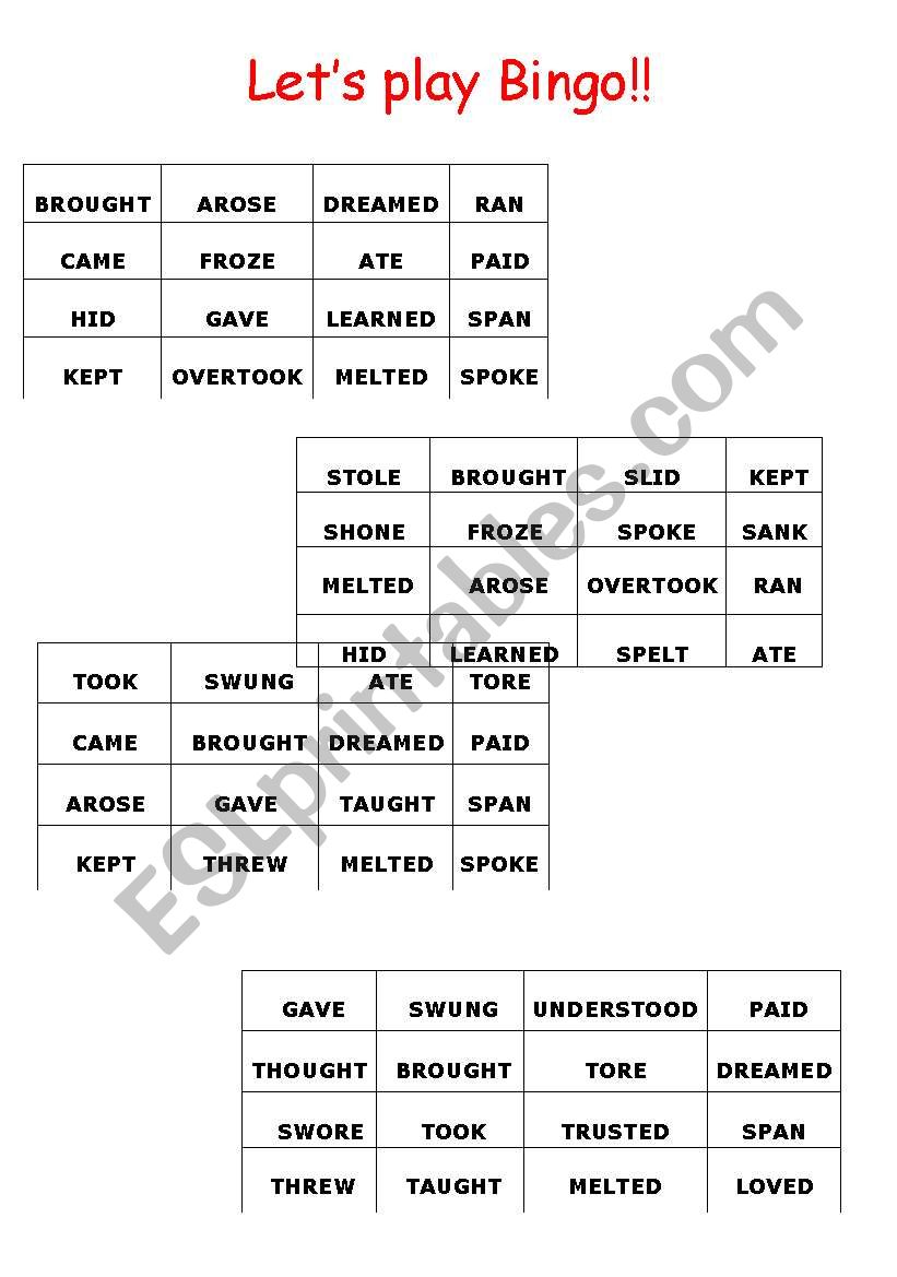 Bingo with Past Simple! worksheet