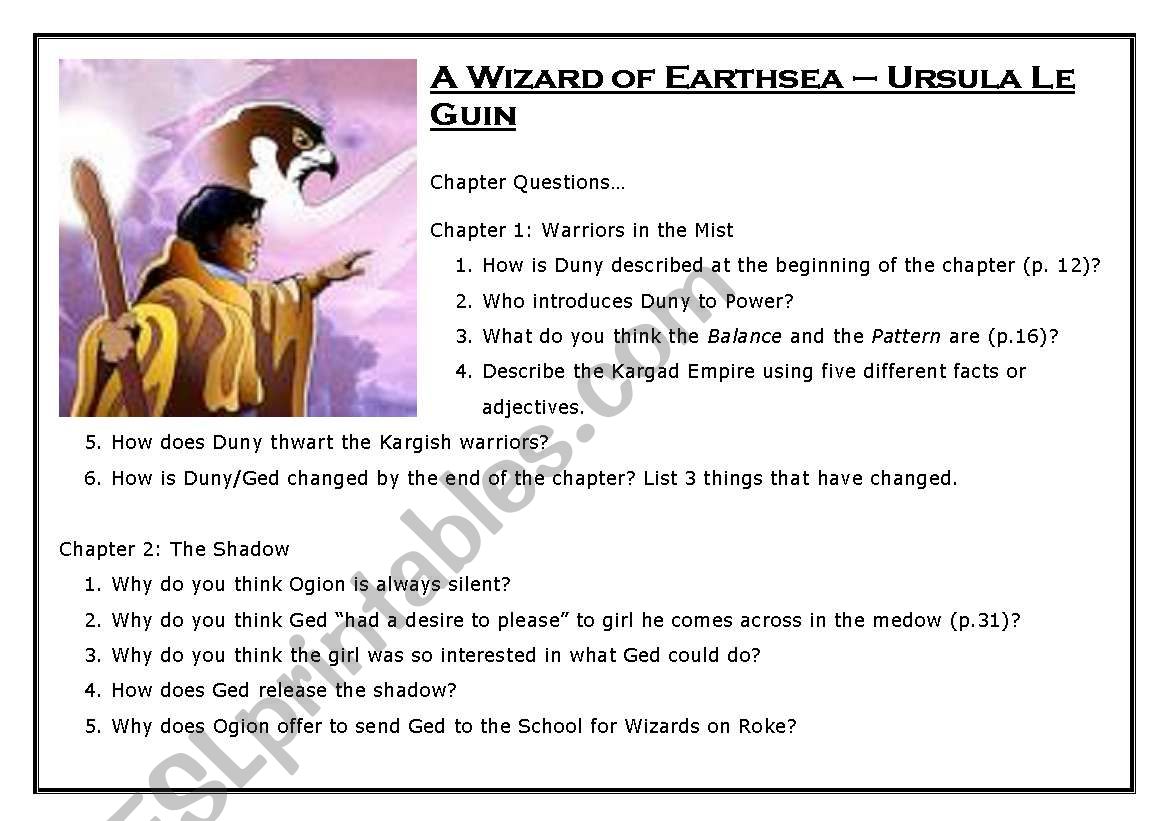 Chapter questions for Wizard of EarthSea