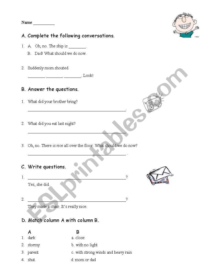 Multiple Question Worksheet worksheet