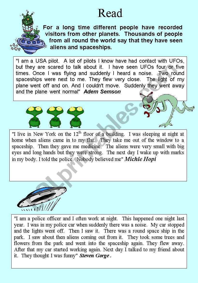 UFO worksheet