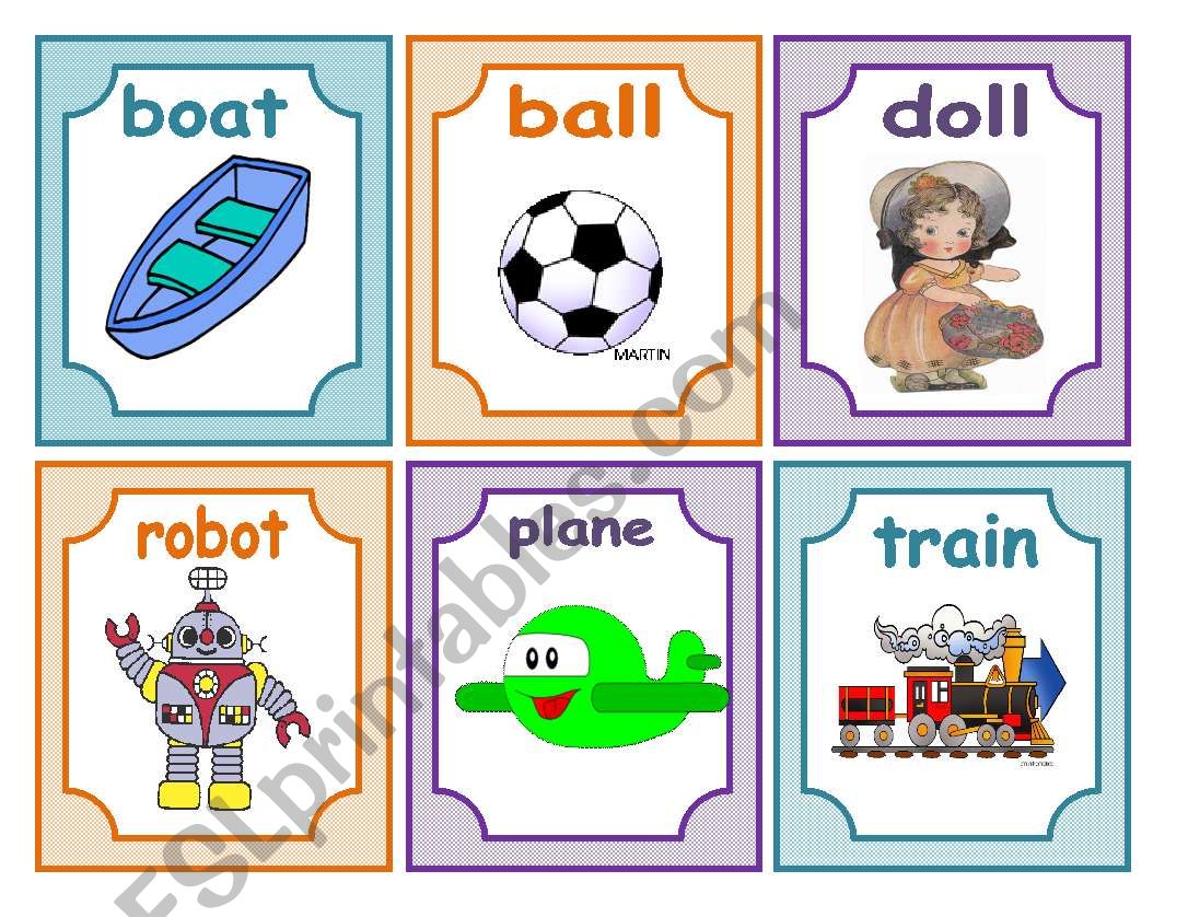 toys flashcards worksheet