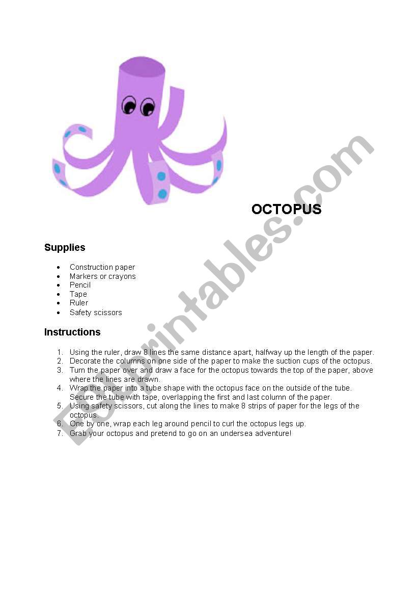 octopus worksheet