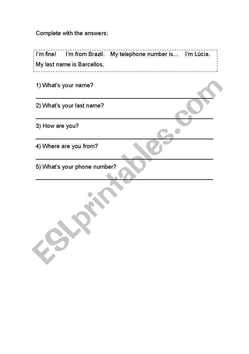 common questions worksheet