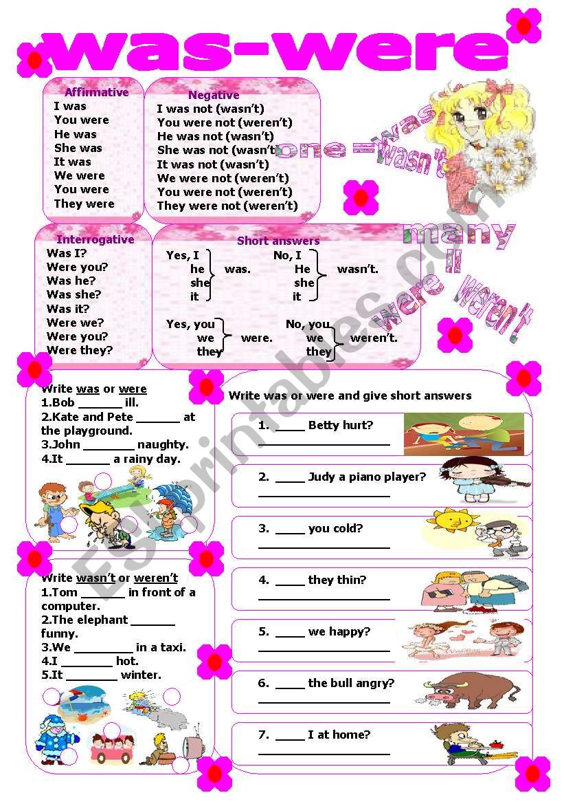 be-past tense worksheet