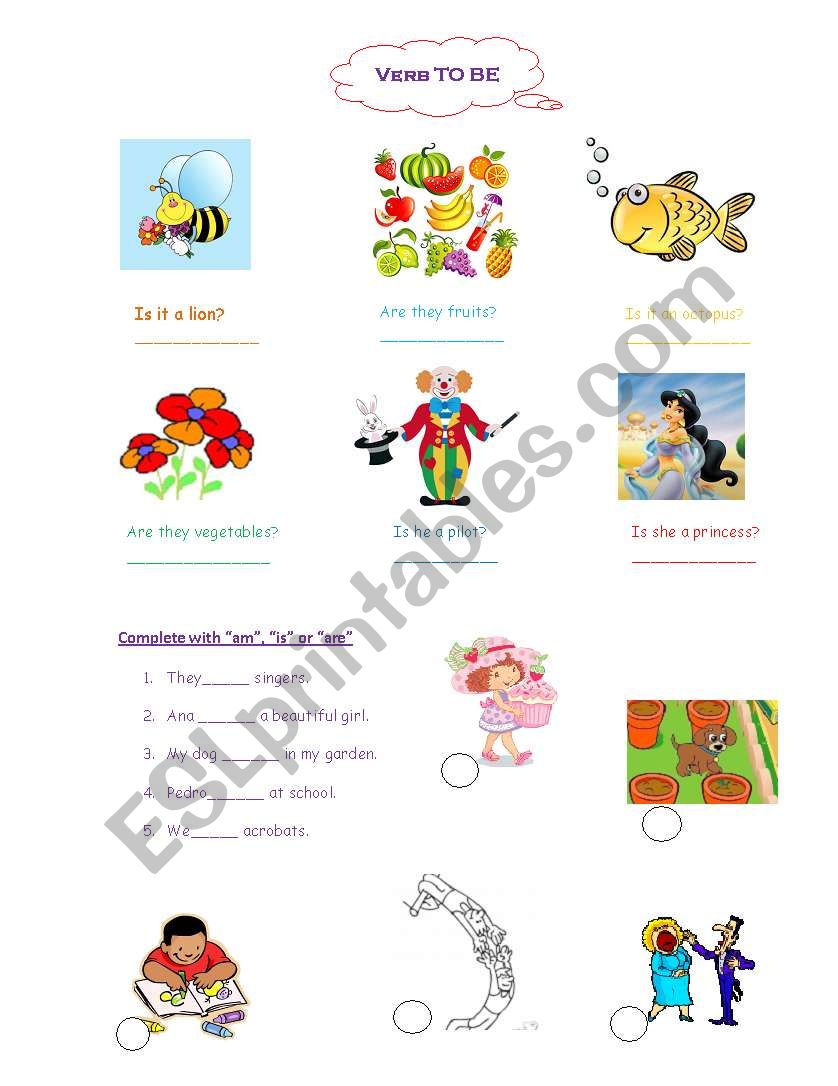 verb to be worksheet