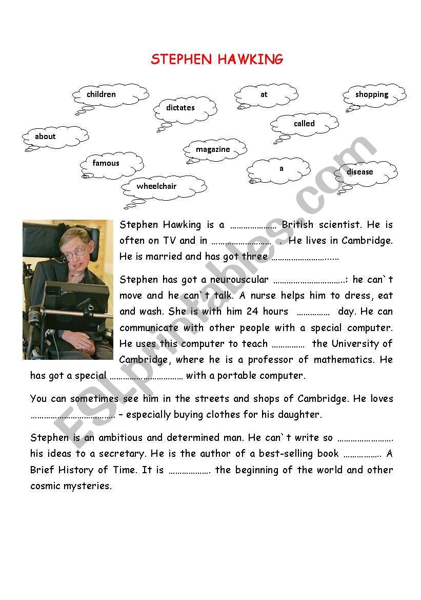 Stephen Hawking worksheet