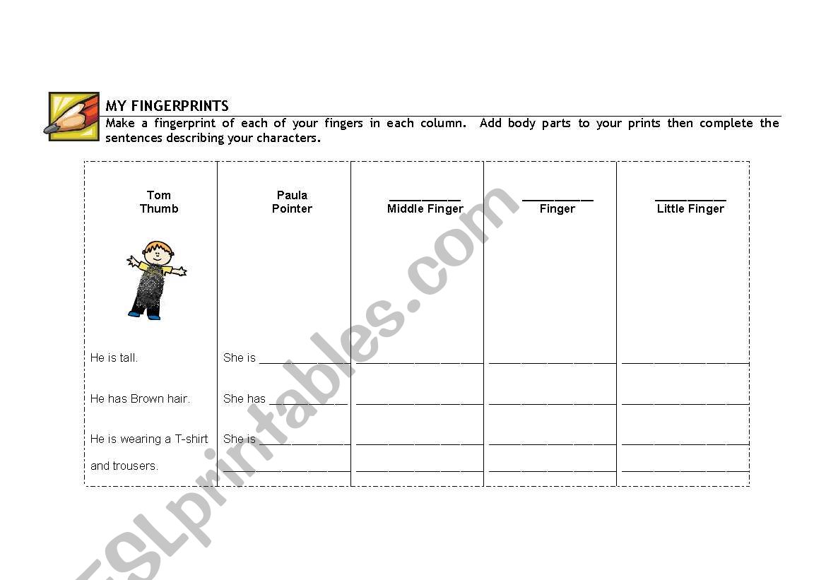 Fingerprints worksheet