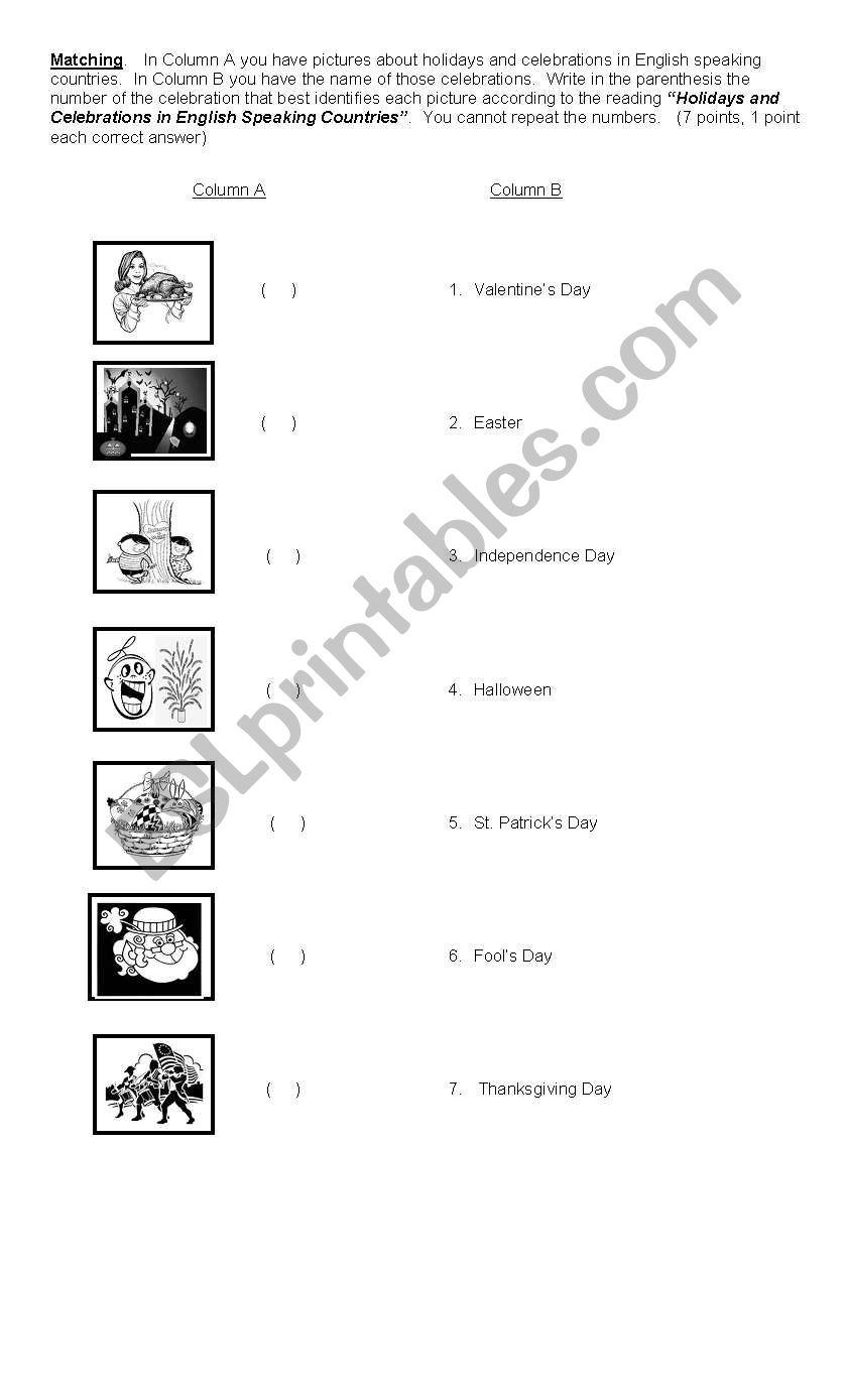 Holidays And Celebrations Esl Worksheet By Yecamo